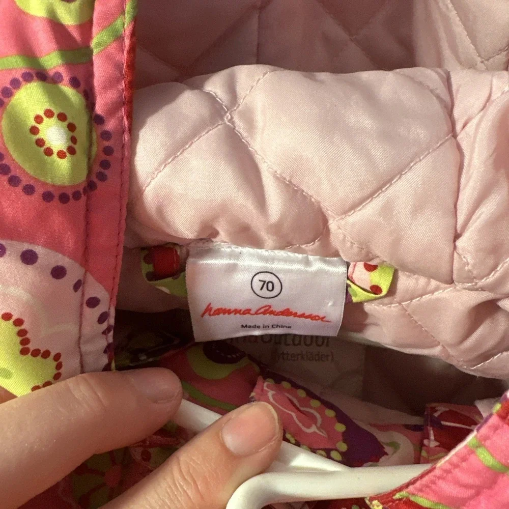 Girls Hanna Andersson Pink Floral Warm Snowsuit Size‎ 70 6-12 Months